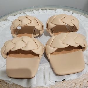 No name double braided strap sandal in bone